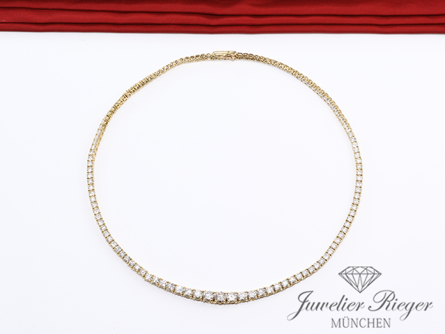 Bild 4 der Galerie: Cartier Collier Riviere Gelbgold 750 Diamanten ca. 13 ct. Brillanten Gold Kette