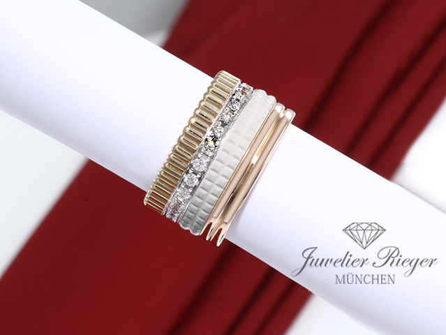 Bild 2 der Galerie: Boucheron Quadre White Edition Large Rosegold Gelbgold 750 Diamanten Gr. 53 Gold