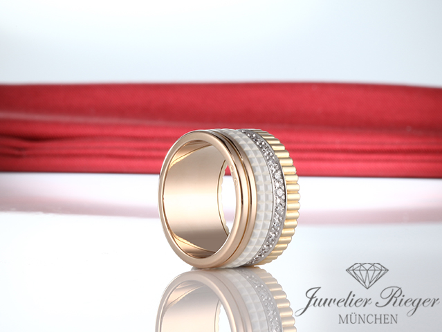 Bild 1 der Galerie: Boucheron Quadre White Edition Large Rosegold Gelbgold 750 Diamanten Gr. 53 Gold