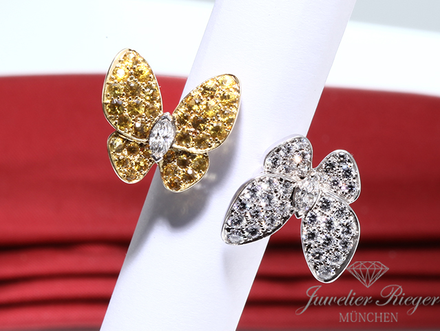 Bild 4 der Galerie: Van Cleef & Arpels Between the Finger Ring Deux Papillons Gold Diamanten Saphire