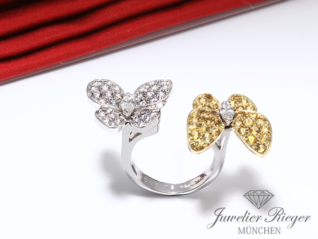 Bild 2 der Galerie: Van Cleef & Arpels Between the Finger Ring Deux Papillons Gold Diamanten Saphire