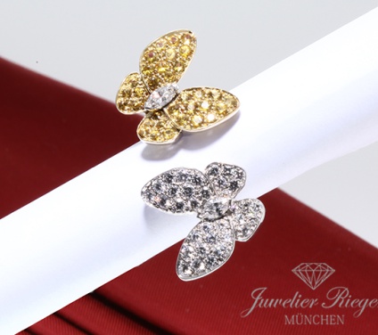 . Van Cleef & Arpels Between the Finger Ring Deux Papillons Gold Diamanten Saphire