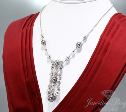 . Bulgari Collier Lucea Weissgold 750 Diamanten Perlen Kette Halskette Gold