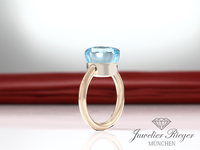 Bild 3 der Galerie: Pomellato Ring Nudo Classic Rosegold Weissgold 750 Blautopas Gr 50 Gold Damen