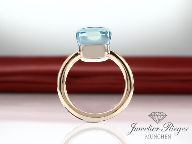 Bild 2 der Galerie: Pomellato Ring Nudo Classic Rosegold Weissgold 750 Blautopas Gr 50 Gold Damen