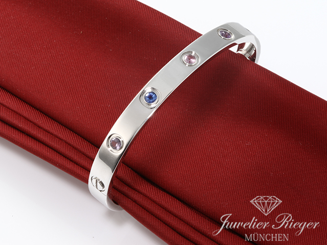 Produktbild eines Schmuckstücks. Cartier Armreif Love Weissgold 750 Größe 16 Multicolor Gold Damen Armband