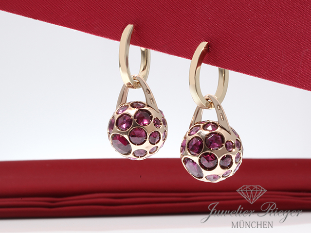 Produktbild eines Schmuckstücks. Pomellato Ohrringe Harem Gelbgold & Rosegold 750 Rhodolithe Gold Ohrhänger