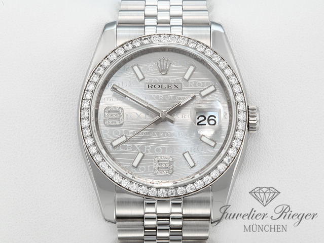 Bild 1 der Galerie: Rolex Datejust 36 mm 116244 2011 Stahl Weissgold 750 Wave Diamanten Automatik