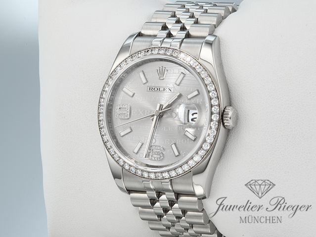 Bild 2 der Galerie: Rolex Datejust 36 mm 116244 2011 Stahl Weissgold 750 Wave Diamanten Automatik