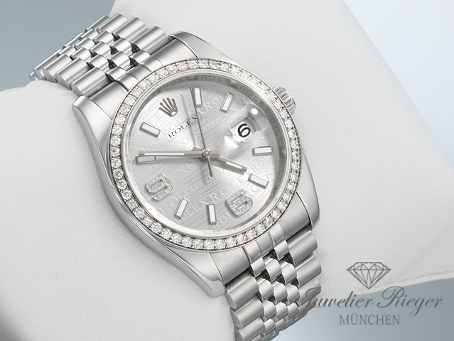 Bild 3 der Galerie: Rolex Datejust 36 mm 116244 2011 Stahl Weissgold 750 Wave Diamanten Automatik