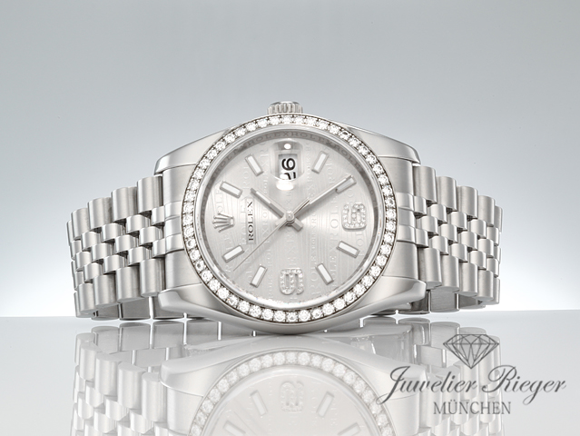 Bild 5 der Galerie: Rolex Datejust 36 mm 116244 2011 Stahl Weissgold 750 Wave Diamanten Automatik