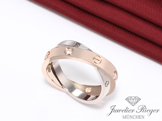 Bild 1 der Galerie: Cartier Ring Love Rosegold & Weissgold 750 6 Diamanten Größe 51 Gold