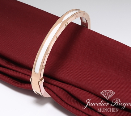 . Bulgari Armreif B-Zero 1 Gr S Rosegold 750 weisse Keramik 351410 Bvlgari