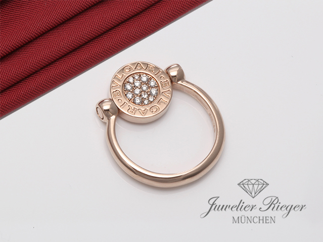Bild 5 der Galerie: Bulgari Flip Ring Bvlgari Rosegold 750 Gr 52 Perlmutt Diamanten Brillanten Gold