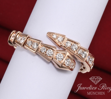 . Bvlgari Ring Serpenti Viper Rosegold 750 Gr M 2019 Diamanten Brillanten Gold