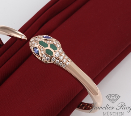 . Bulgari Armreif Serpenti Seduttori Rosegold 750 Diamanten 2022 Gr M 356196 Gold