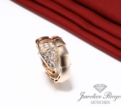. Bulgari Ring Serpenti Viper Rosegold 750 Diamanten Brillanten Gr M Gold