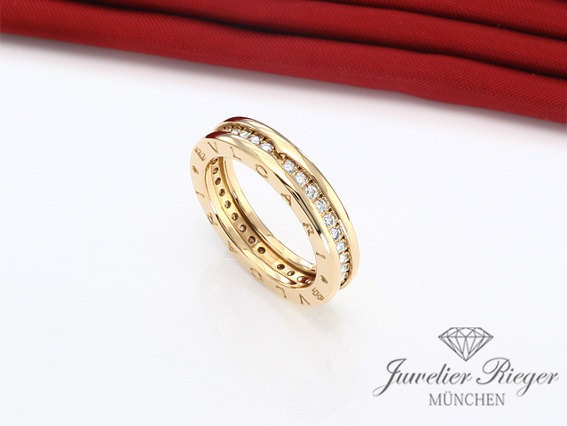 Produktbild eines Schmuckstücks. Bvlgari Ring B.Zero 1 Gelbgold 750 Diamanten Brillanten Gr 50 Bulgari Damen