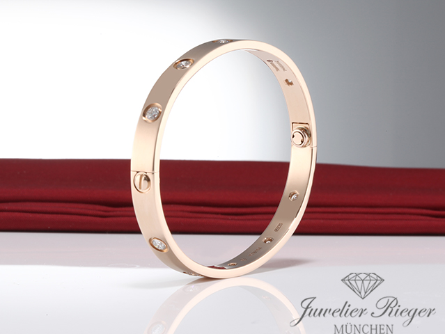 Bild 5 der Galerie: Cartier Armreif Love Rosegold 750 Größe 16 10 Diamanten Gold Armband Damen