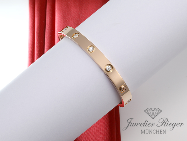Bild 4 der Galerie: Cartier Armreif Love Rosegold 750 Größe 16 10 Diamanten Gold Armband Damen