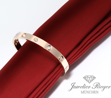 . Cartier Armreif Love Rosegold 750 Größe 16 10 Diamanten Gold Armband Damen