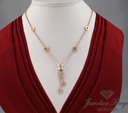 . Bulgari Collier B-Zero 1 Rosegold 750 Diamanten Brillanten weisse Keramik Gold