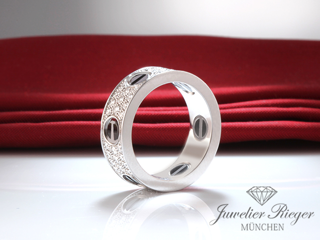 Bild 2 der Galerie: Cartier Ring Love Weissgold 750 Keramik Diamanten Größe 51 Gold B4207652