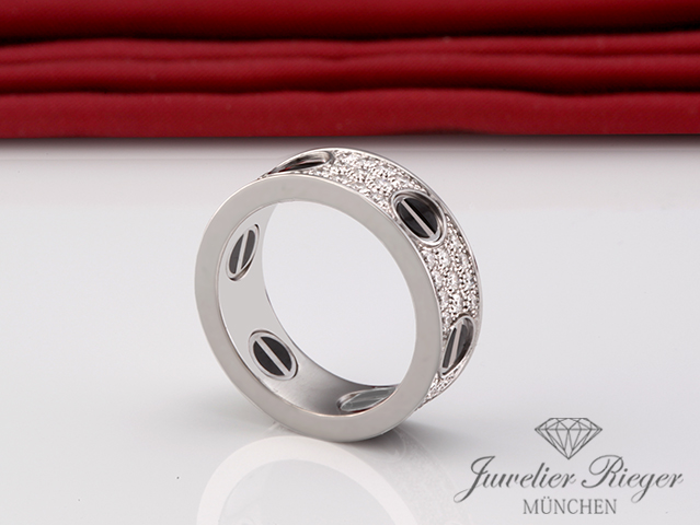 Bild 5 der Galerie: Cartier Ring Love Weissgold 750 Keramik Diamanten Größe 51 Gold B4207652