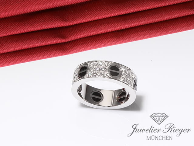 Bild 1 der Galerie: Cartier Ring Love Weissgold 750 Keramik Diamanten Größe 51 Gold B4207652