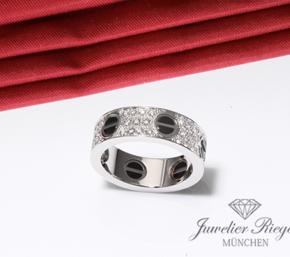 . Cartier Ring Love Weissgold 750 Keramik Diamanten Größe 51 Gold B4207652