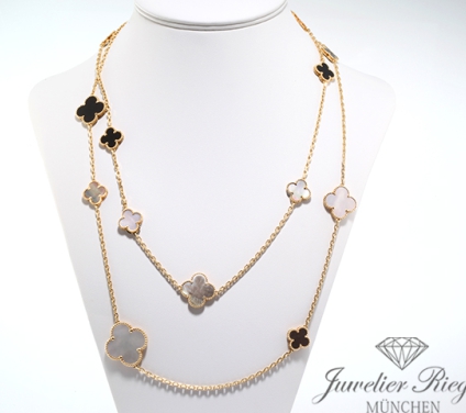 . Van Cleef & Arpels Collier Magic Alhambra Gelbgold 750 Onyx Perlmutt VCARD79400