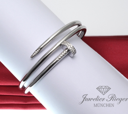 . Cartier Armreif Juste un Clou Doppelt Weissgold Diamanten Gr 17 2018 N6708517