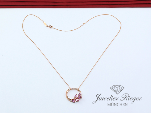 Bild 5 der Galerie: Tiffany & Co. Collier Victoria Vine Circle Rosegold 750 Diamanten rosa Saphire