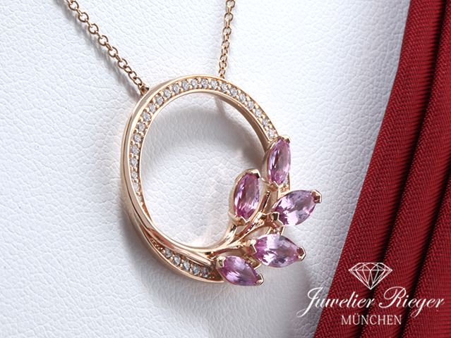 Bild 1 der Galerie: Tiffany & Co. Collier Victoria Vine Circle Rosegold 750 Diamanten rosa Saphire