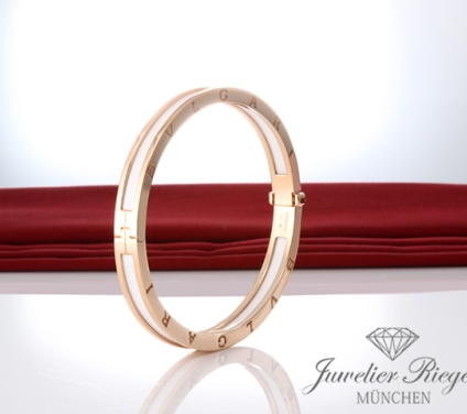 . Bulgari Armreif B-Zero 1 Gr M Rosegold 750 weisse Keramik 351410 Bvlgari Gold