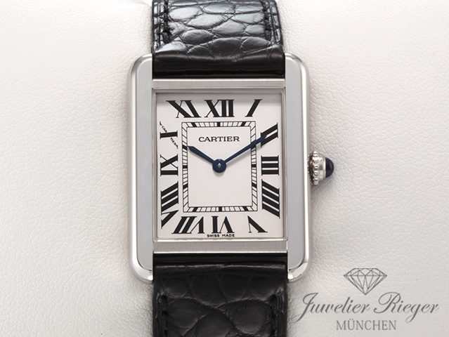 Bild 1 der Galerie: Cartier Tank Solo Kleines Modell W5200005 2017 Edelstahl Lederband Stahl