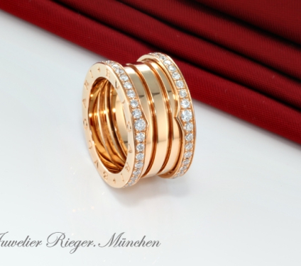 . Bvlgari Ring B-Zero 1 4-Band Rosegold 750 Diamanten 1,24 ct. Gr 53 Gold