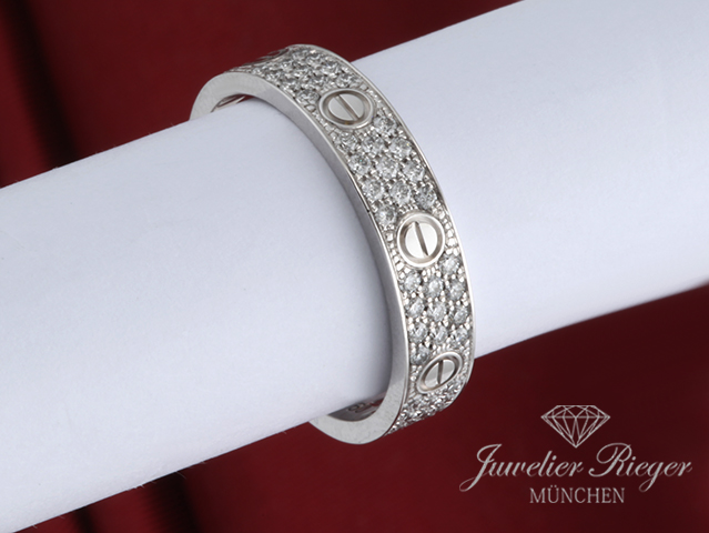 Bild 2 der Galerie: Cartier Ring Love Kleines Modell Weissgold 750 Diamanten ca. 0,31 ct Gr 60 Gold