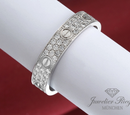 . Cartier Ring Love Kleines Modell Weissgold 750 Diamanten ca. 0,31 ct Gr 60 Gold