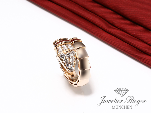 Bild 3 der Galerie: Bulgari Ring Serpenti Viper Rosegold 750 Gr. L Diamanten Brillanten Gold