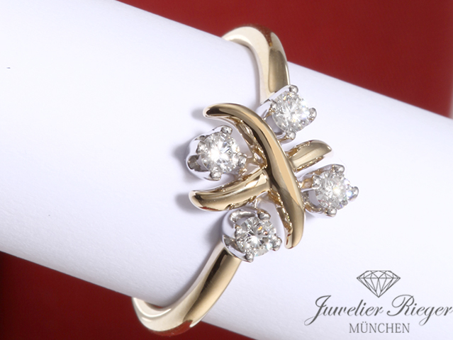 Bild 5 der Galerie: Tiffany & Co. Ring Schlumberger Lynn Gelbgold 750 Platin 950 Diamanten Gr. 53