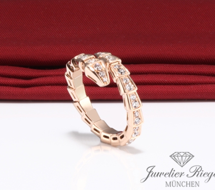. Bvlgari Ring Serpenti Viper Rosegold 750 Gr L 2021 Diamanten Brillanten Gold