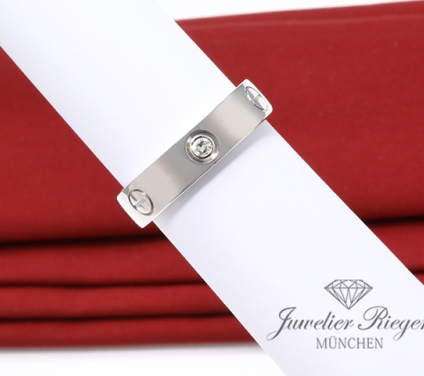 . Cartier Ring Love klassisches Modell Weissgold 750 3 Diamanten Größe 59 Gold