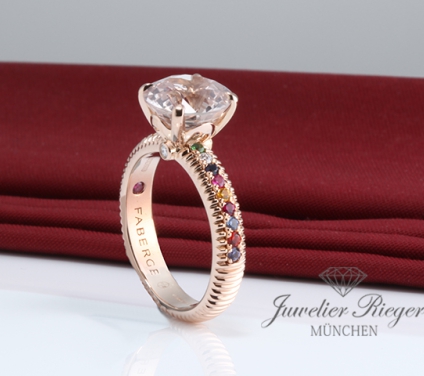 . Faberge Ring Colours of Love Rosegold 750 Bunte Saphire Diamanten Gr. 54 Gold