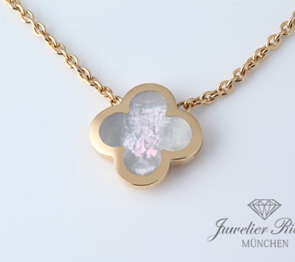 . Van Cleef & Arpels Collier Pure Alhambra Gelbgold 750 Perlmutt VCARA39700 Damen
