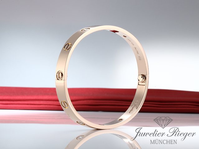 Bild 3 der Galerie: Cartier Armreif Love Rosegold 750 4 Diamanten Größe 17 2015 Gold Armband