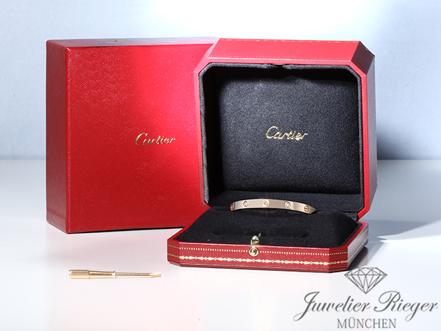 Bild 5 der Galerie: Cartier Armreif Love Rosegold 750 4 Diamanten Größe 17 2015 Gold Armband