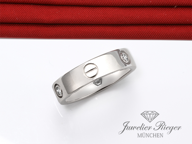 Bild 4 der Galerie: Cartier Ring Love Weissgold 750 3 Diamanten Brillanten Größe 50 Gold