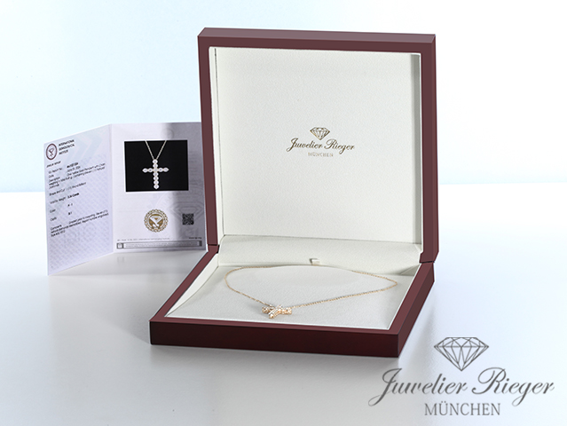 Bild 5 der Galerie: UNGETRAGEN: Collier Gelbgold 750 Kreuz Anhänger Diamanten 3,36 ct. Brillanten Ungetragen