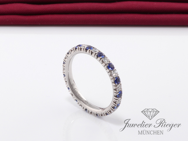 Bild 3 der Galerie: Cartier Ring Etincelle Platin 950 Diamanten Saphire Gr 53 Breite 2,6 mm 2024